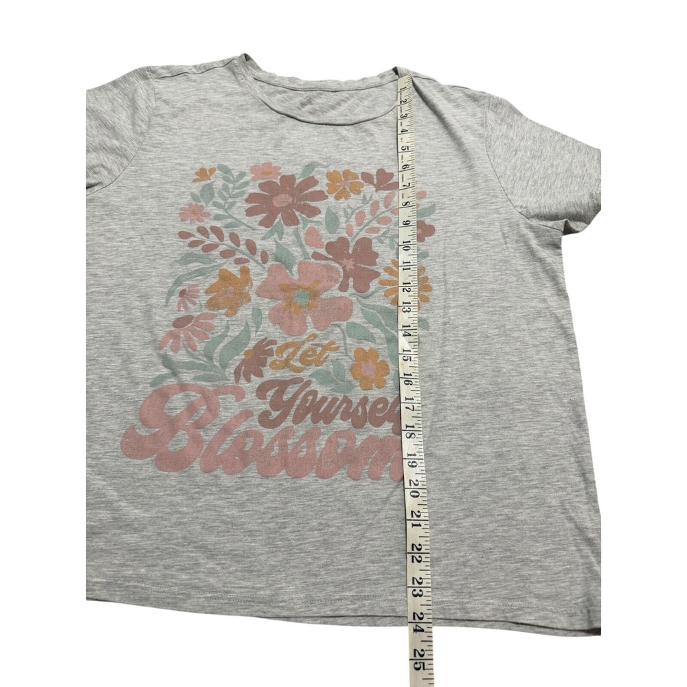 Let Yourself Blossom Floral Graphic T-Shirt Heather Grey Short Sleeve XL - Picture 5 of 7